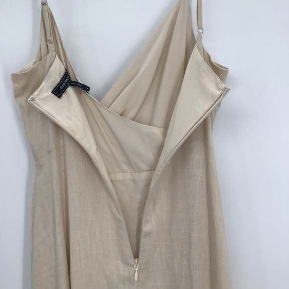 BCBGMAXAZRIA Linen Blend “Doris” Ruffled Midi Dress Corozo Beige NWT Size 6 - Picture 9 of 10